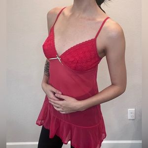 Y2K Victoria secret red slip with gorgeous detailing at the bottom.